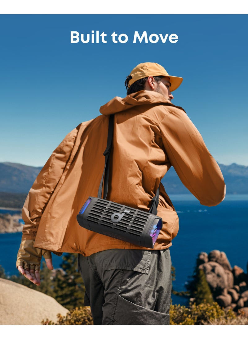 ساوند كور بوم 3i من أنكر، مكبرات صوت خارجية متينة، مقاومة للماء IP68، تشغيل عائم، مقاومة للمياه المالحة، باس أب 2.0، مكبر صوت محمول 50 واط، بلوتوث 5.3، وقت تشغيل 16 ساعة، TWS، قوارب الكاياك/الصيد/التخييم - Image 5