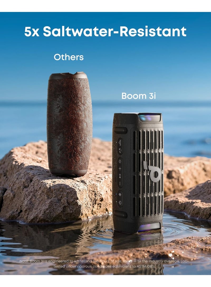 ساوند كور بوم 3i من أنكر، مكبرات صوت خارجية متينة، مقاومة للماء IP68، تشغيل عائم، مقاومة للمياه المالحة، باس أب 2.0، مكبر صوت محمول 50 واط، بلوتوث 5.3، وقت تشغيل 16 ساعة، TWS، قوارب الكاياك/الصيد/التخييم - Image 3