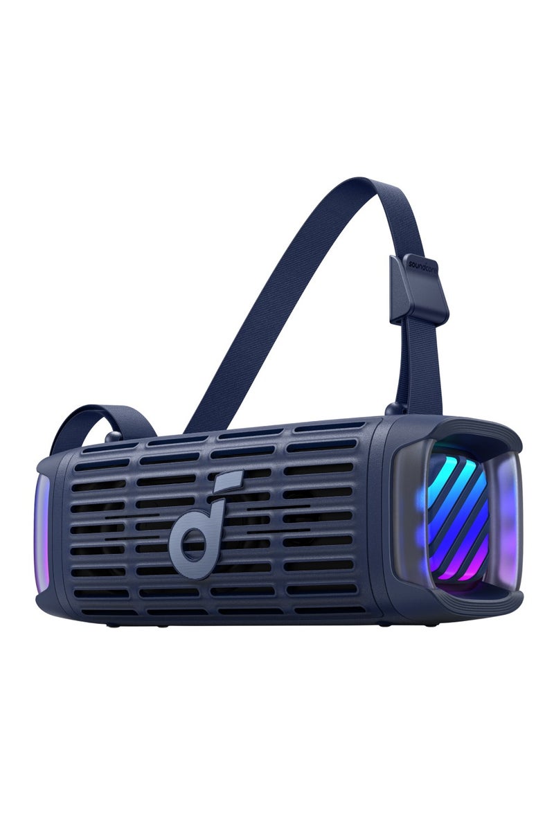 ساوند كور بوم 3i من أنكر، مكبرات صوت خارجية متينة، مقاومة للماء IP68، تشغيل عائم، مقاومة للمياه المالحة، باس أب 2.0، مكبر صوت محمول 50 واط، بلوتوث 5.3، 16 ساعة، TWS، قوارب الكاياك/الصيد/التخييم - أزرق - Image 1