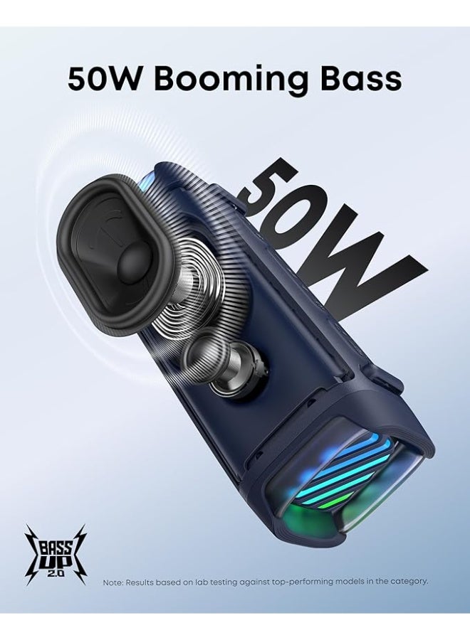 ساوند كور بوم 3i من أنكر، مكبرات صوت خارجية متينة، مقاومة للماء IP68، تشغيل عائم، مقاومة للمياه المالحة، باس أب 2.0، مكبر صوت محمول 50 واط، بلوتوث 5.3، 16 ساعة، TWS، قوارب الكاياك/الصيد/التخييم - أزرق - Image 2