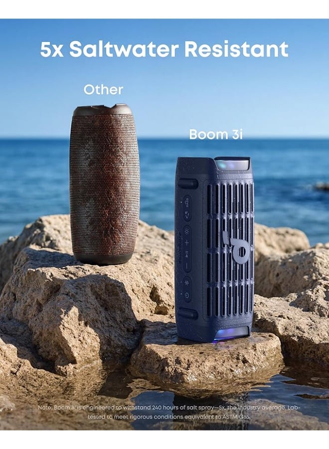 ساوند كور بوم 3i من أنكر، مكبرات صوت خارجية متينة، مقاومة للماء IP68، تشغيل عائم، مقاومة للمياه المالحة، باس أب 2.0، مكبر صوت محمول 50 واط، بلوتوث 5.3، 16 ساعة، TWS، قوارب الكاياك/الصيد/التخييم - أزرق - Image 5