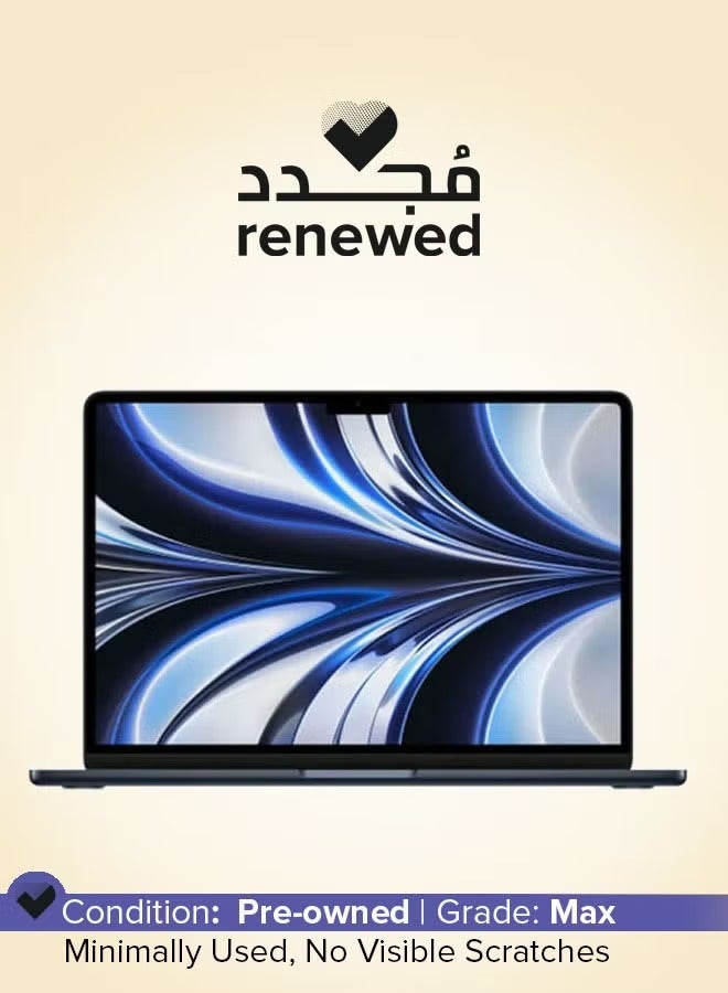 Apple Renewed - MacBook Air 2022 with Apple M2 Chip, 8-Core CPU/8-Core GPU, 13-inch, 8GB RAM, 256GB SSD Storage, Midnight English/Arabic Midnight - Image 1
