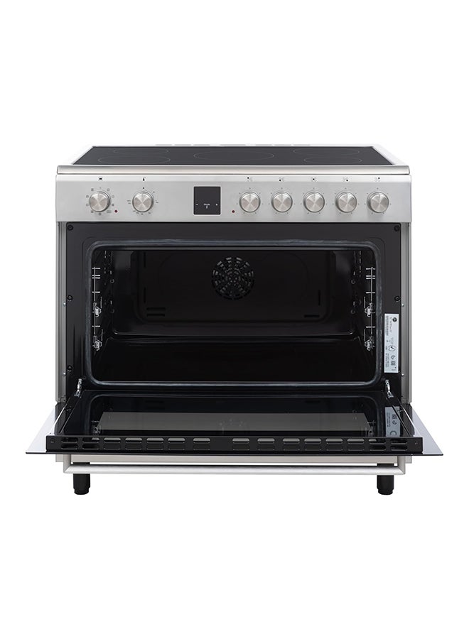 هوفر موقد سيراميك 90x60 سم، 5 مناطق طهي، نطاق طهي كهربائي كامل 90 سم، إشعال تلقائي، فرن كهربائي متعدد الوظائف ومروحة تبريد، تشطيب فولاذي، صنع في تركيا - HVC-V95E-S - Image 3