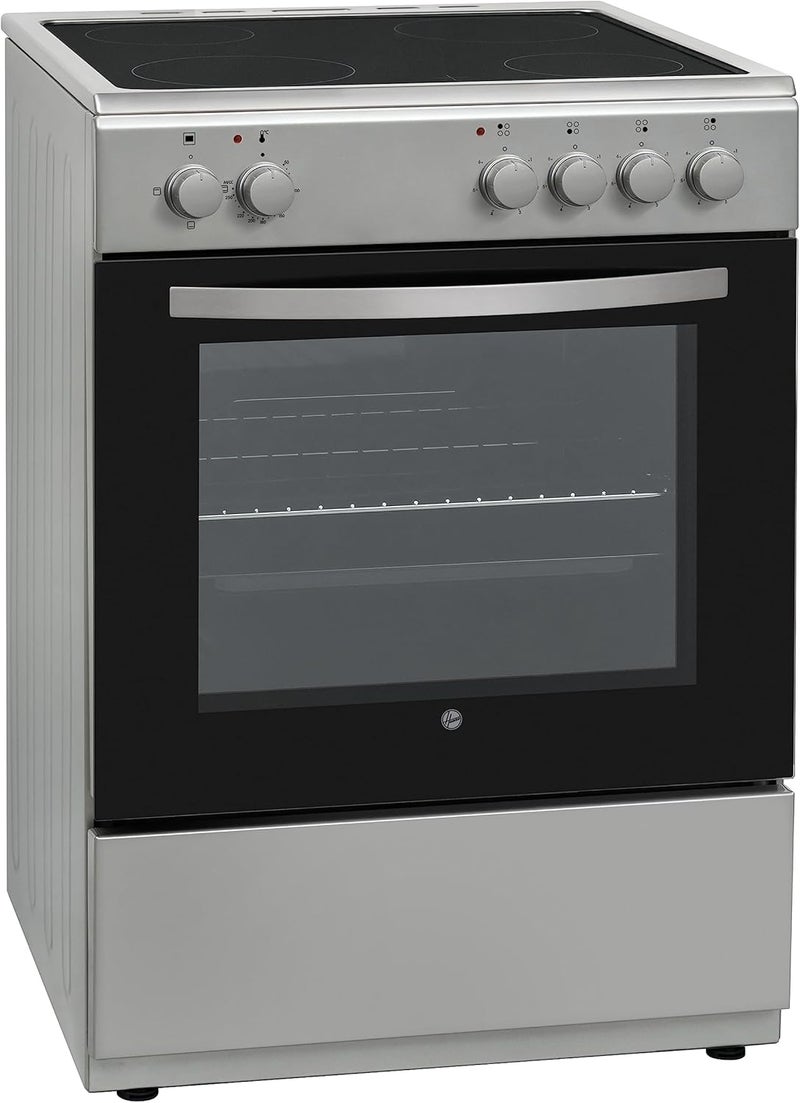 HOOVER 60x60 Vitro Ceramic Cooker, Stainless Steel, 4 Cooking Zones, Hot Surface Indicator, 1-Year Warranty, Made in Turkey - Silver - HVC-V64E-S HVC-V64E-S silver - Image 1