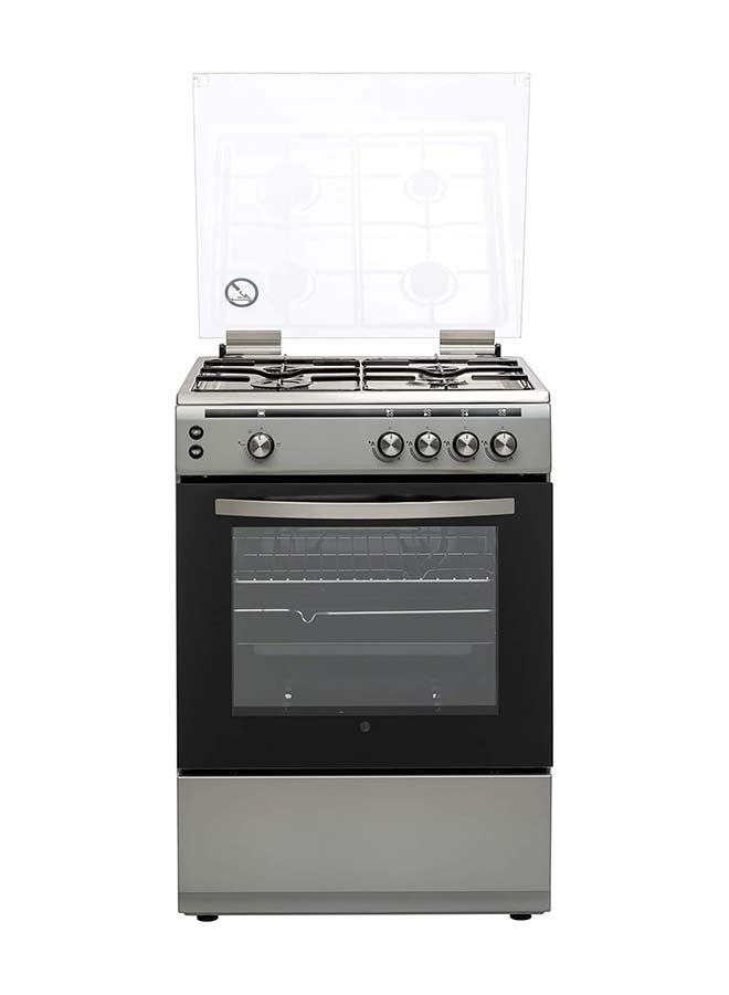 HOOVER Full Gas Cooker & Grill, 60x60 cm, 4 Burners, Oven with Enamel Pan Support, Auto Ignition, Push Button Knobs, Full Safety Features, Silver, 1-Year Warranty, Made in Turkey - HGC-V64G-S HGC-V64G-S Silver - Image 1