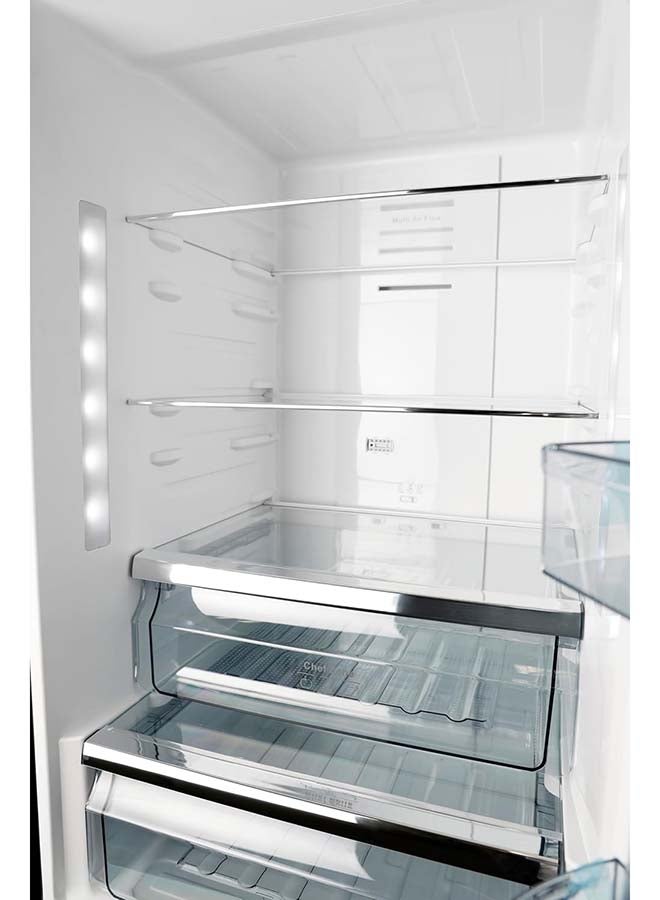 هوفر ثلاجة ذات بابين، 414 لتر، بدون صقيع، ضاغط عاكس، تدفق هواء متعدد، قسم تبريد، صانع ثلج دوار، ضوء LED، عرض على الباب، ضمان سنة واحدة، تشطيب إنوكس - HBR-K414-S - Image 2