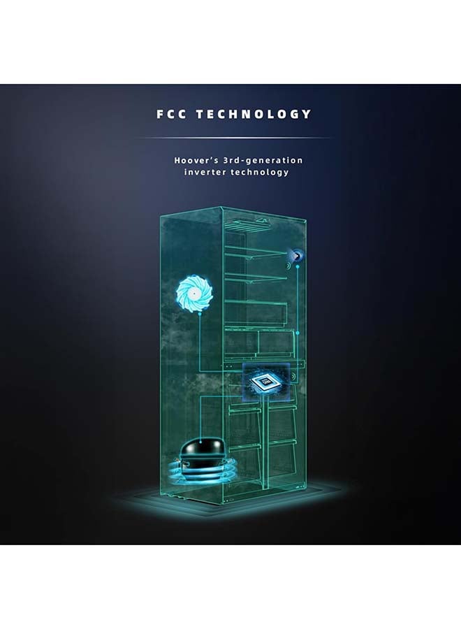 هوفر ثلاجة ببابين عرض 540 لتر، ثلاجة وفريزر بأربعة أبواب بتقنية العاكس المزدوج، تكنولوجيا التبريد المعدنية، تدفق هواء متعدد، أضواء LED، درج خضار مع تحكم في الرطوبة، تشطيب فولاذي، HXD-M540-S - Image 2