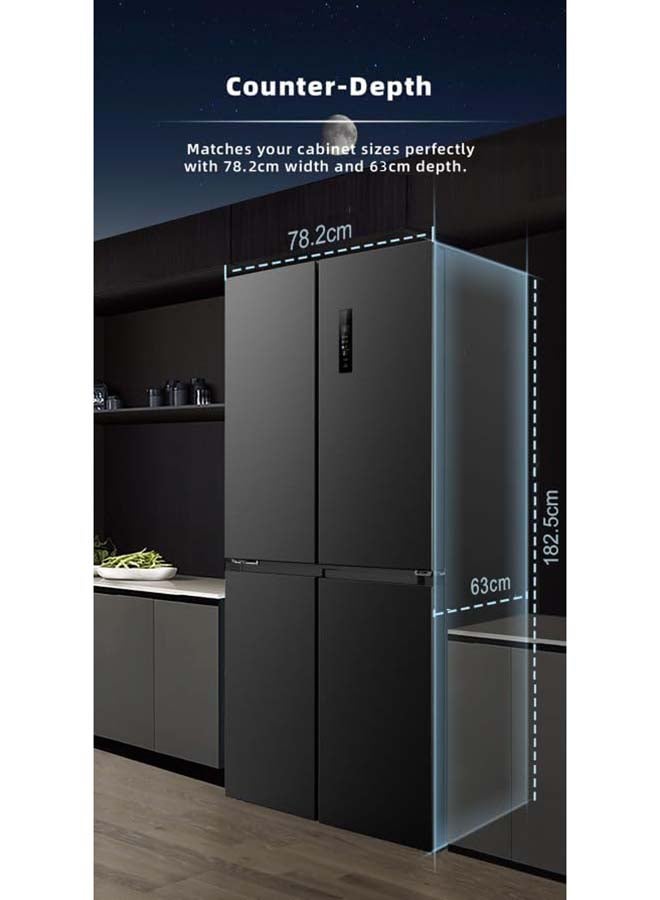 هوفر ثلاجة ببابين عرض 540 لتر، ثلاجة وفريزر بأربعة أبواب بتقنية العاكس المزدوج، تكنولوجيا التبريد المعدنية، تدفق هواء متعدد، أضواء LED، درج خضار مع تحكم في الرطوبة، تشطيب فولاذي، HXD-M540-S - Image 4