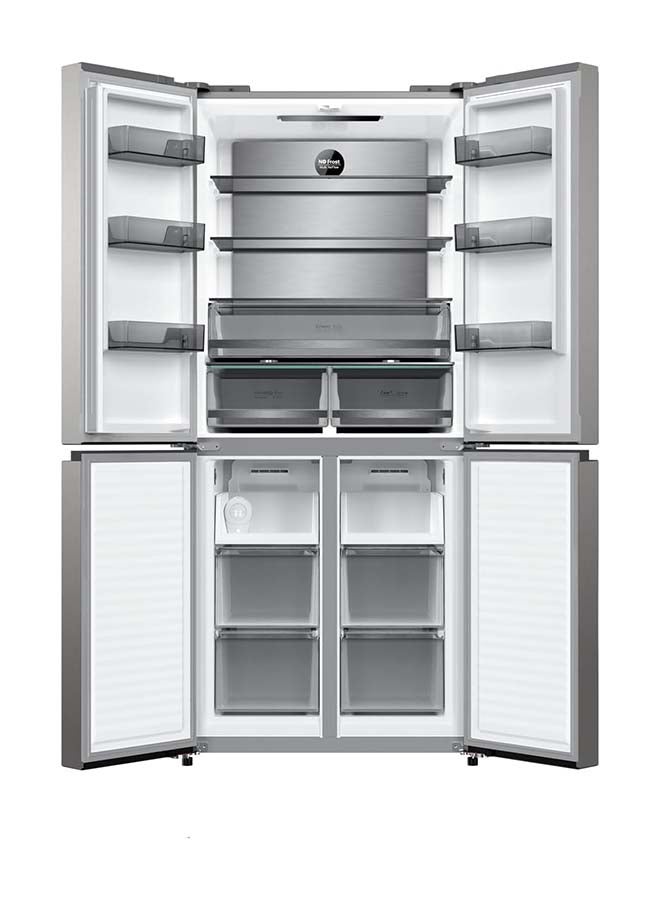 هوفر ثلاجة ببابين عرض 540 لتر، ثلاجة وفريزر بأربعة أبواب بتقنية العاكس المزدوج، تكنولوجيا التبريد المعدنية، تدفق هواء متعدد، أضواء LED، درج خضار مع تحكم في الرطوبة، تشطيب فولاذي، HXD-M540-S - Image 4