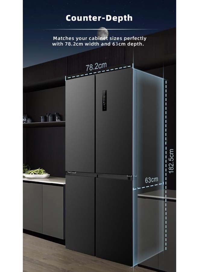 هوفر ثلاجة ببابين عرض 540 لتر، ثلاجة وفريزر بأربعة أبواب بتقنية العاكس المزدوج، تكنولوجيا التبريد المعدنية، تدفق هواء متعدد، أضواء LED، درج خضار مع تحكم في الرطوبة، تشطيب فولاذي، HXD-M540-S - Image 2