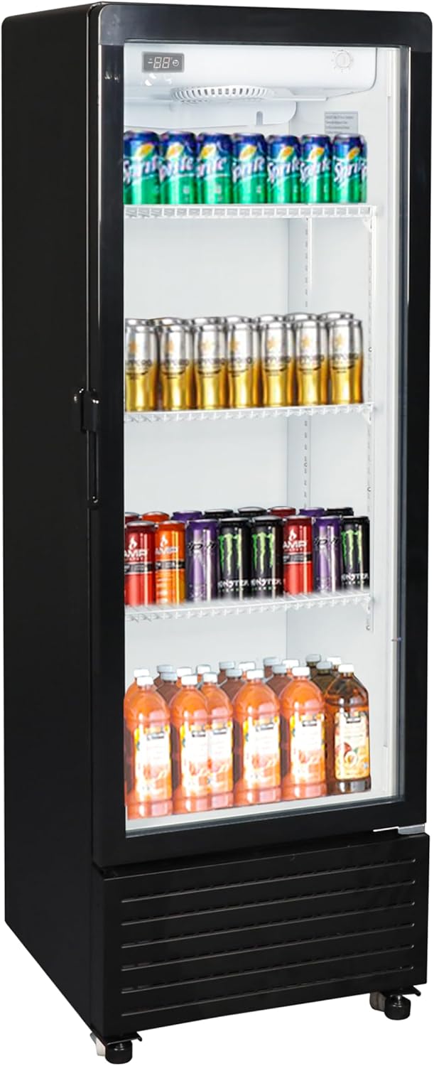 TCL F280SCB Showcase Refrigerator, 280L Gross Capacity, 1-10℃ Temperature, Ventilated Cooling System, Tempered Glass Door, Steel Wire Shelves, Lock & Key, Front Air Blowing - F280SCB F280SCB Black - Image 3