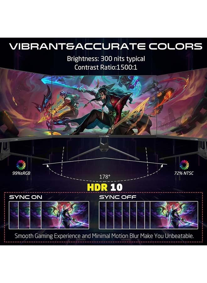 GAMEON 24 Inch FHD Gaming Monitor, 144 Hz Fast IPS, 0.5 ms MPRT, HDR10, FreeSync & G-Sync Compatible, HDMI 2.1 & DisplayPort, Built-in Speakers, Flicker-Free, Low Blue Light, VESA-Ready black - Image 5