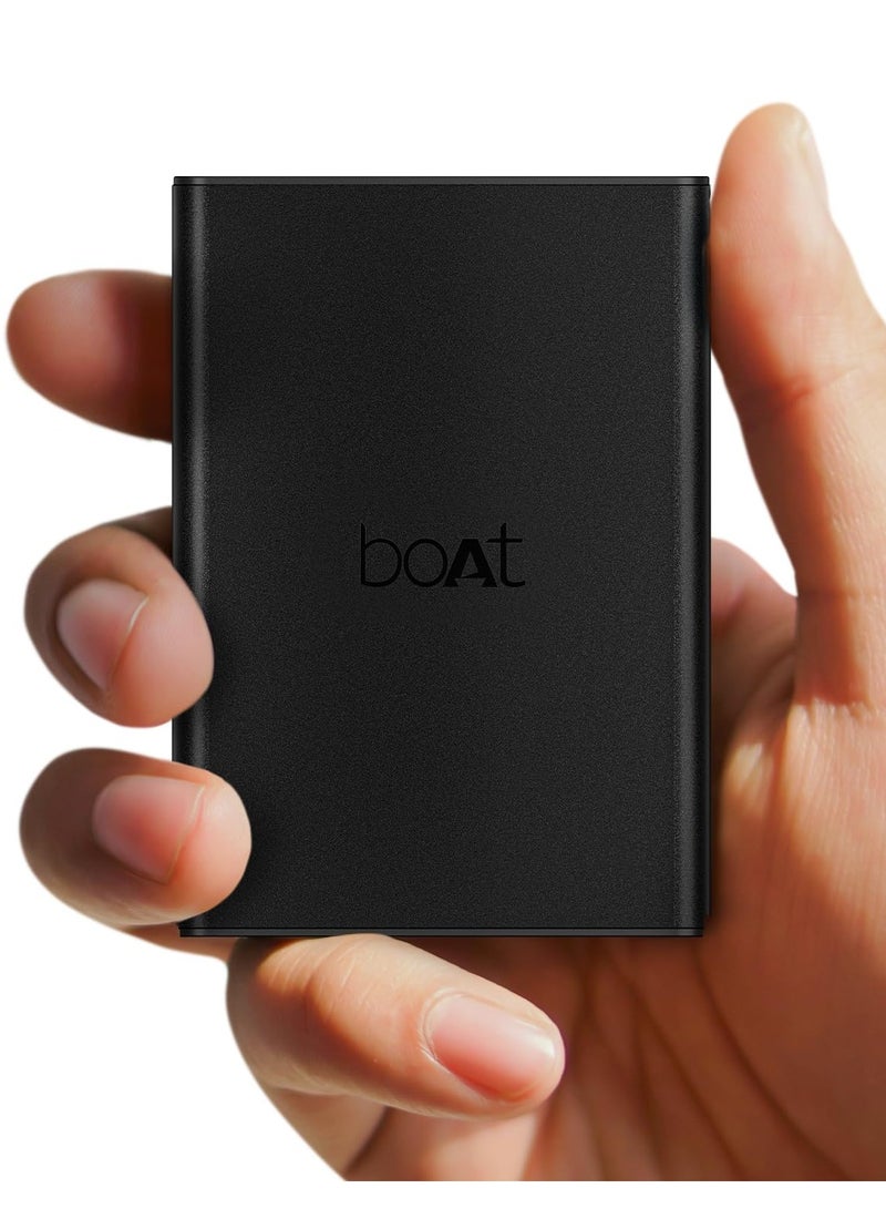 boAt 20000 mAh boAt Energyshroom PB400 Pro | Pocket Size, Compact Power Bank w/USB Type-C Input (2-Way Port), 3X Output Ports, Compatible with Tablets, Smartphones, Earbuds, Smartwatch Carbon Black - Image 1