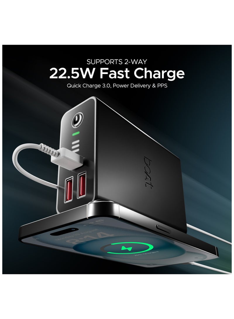 boAt 20000 mAh boAt Energyshroom PB400 Pro | Pocket Size, Compact Power Bank w/USB Type-C Input (2-Way Port), 3X Output Ports, Compatible with Tablets, Smartphones, Earbuds, Smartwatch Carbon Black - Image 3