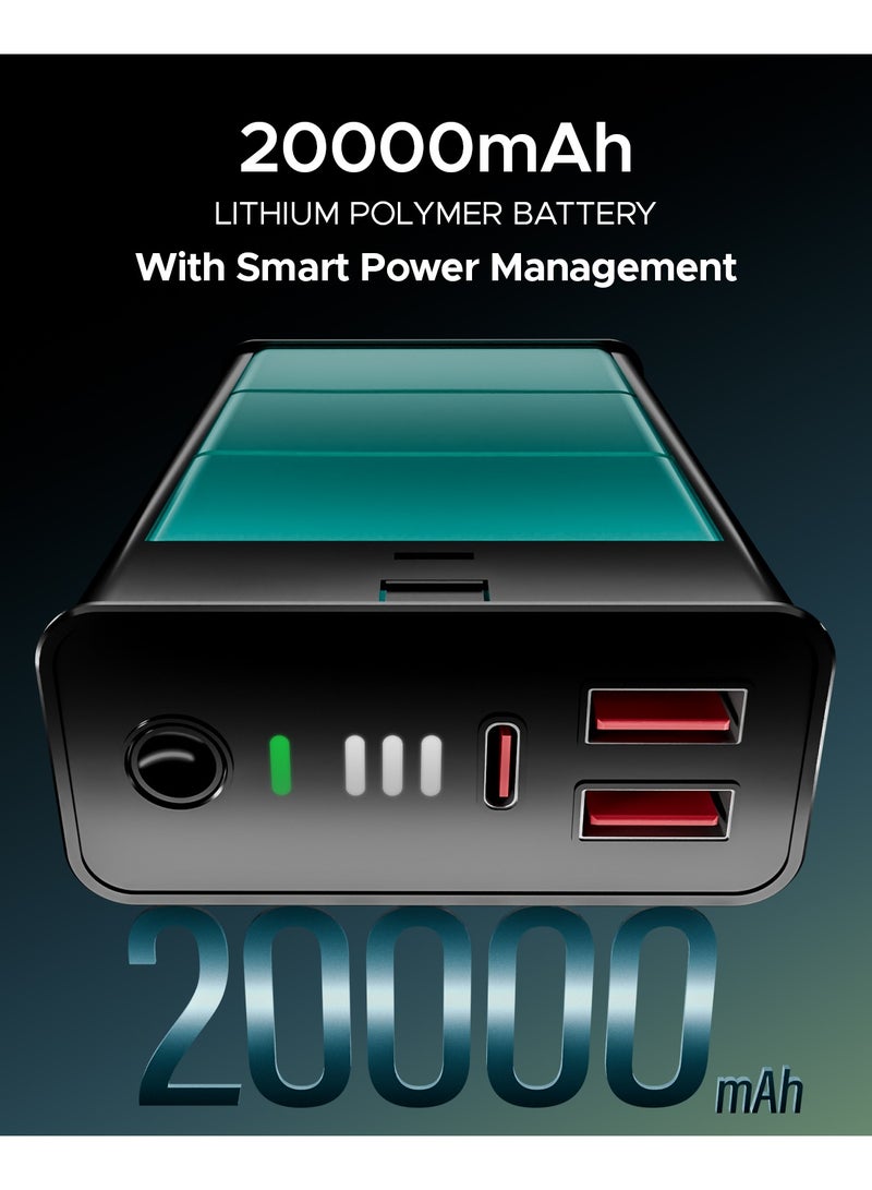 boAt 20000 mAh boAt Energyshroom PB400 Pro | Pocket Size, Compact Power Bank w/USB Type-C Input (2-Way Port), 3X Output Ports, Compatible with Tablets, Smartphones, Earbuds, Smartwatch Carbon Black - Image 2