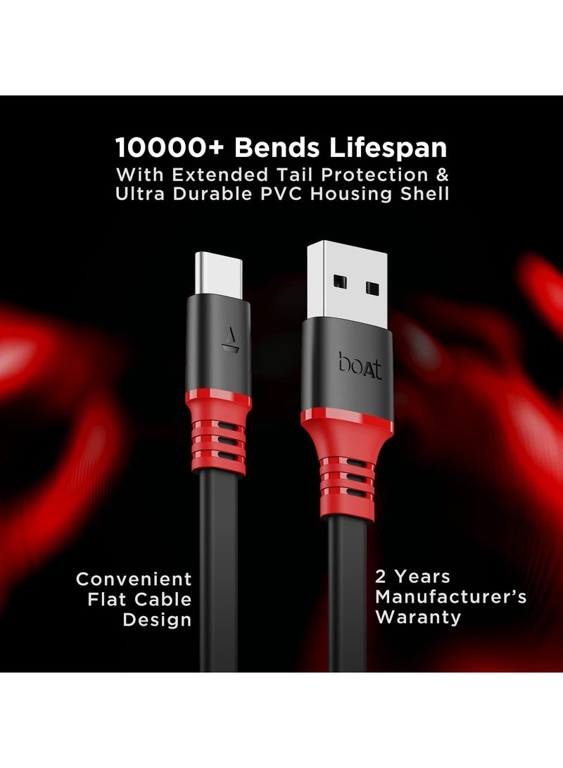 boAt Type C A750 6.5A Flat Super Fast Charging Cable w/Stress Resistance, Upto 65W/6.5Amp & Compatible w/Xiaomi, Oneplus, Samsung, Vivo, Oppo,480 Mbps Data Transmission Speed 1.5M Rebellious Black - Image 5