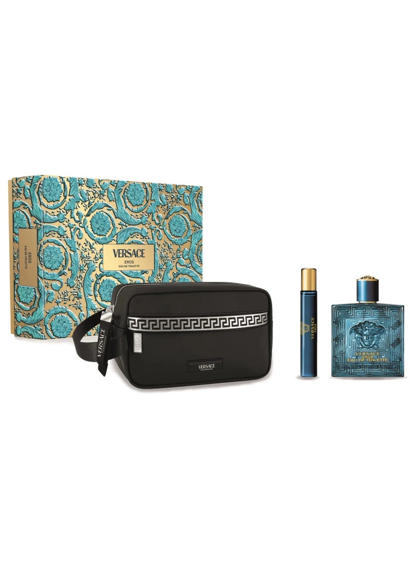 VERSACE Eros Gift Set Eau de Toilette 100ml + Eau de Toilette 10ml + Bag 100+10ml - Image 1