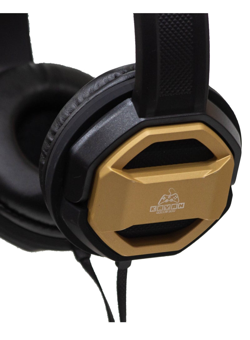 KAYAN KN-802 Extra Bass Stereo HiFi Headphones – Wired Over-Ear Headset with 3.5mm Jack, HD Sound, Comfort Headband, and Foldable Design – Black / Golden - Image 4