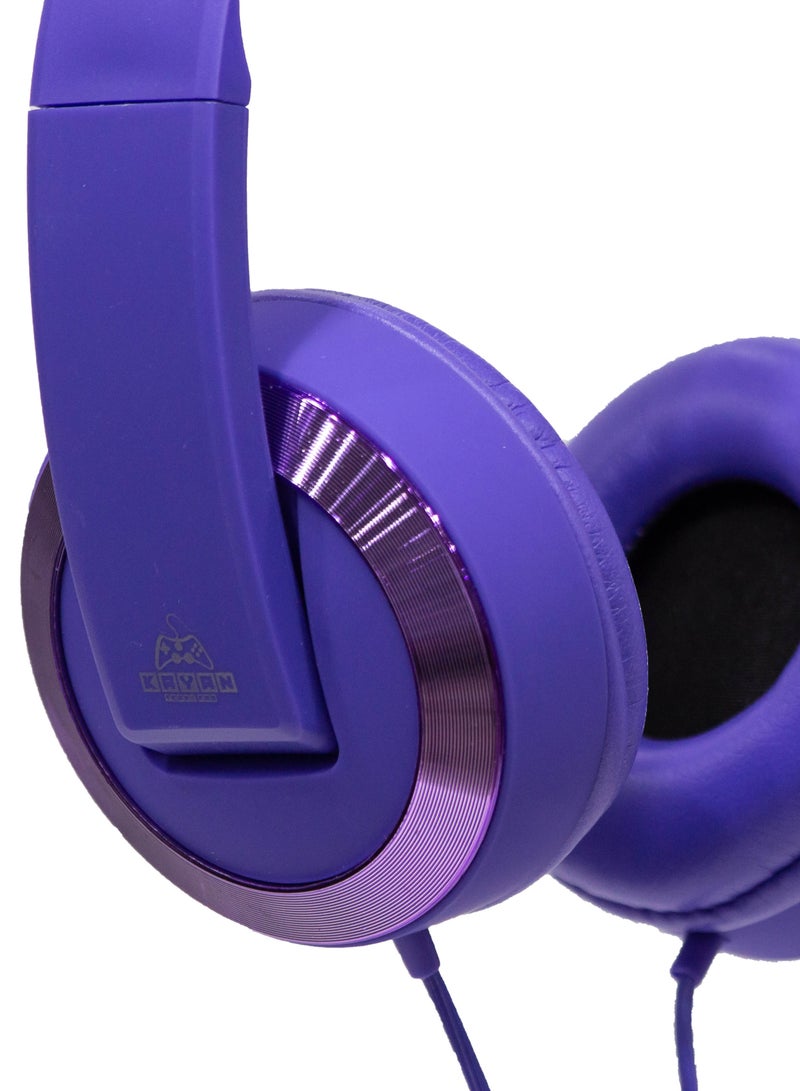 KAYAN KN-829 Stereo HiFi Headphones with 3.5mm Jack – Lightweight Wired Over-Ear Headset with Extra Bass, Comfort Fit, and Hi-Res Audio – Purple - Image 2