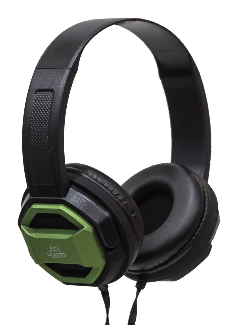 KAYAN KN-802 Extra Bass Stereo HiFi Headphones – Wired Over-Ear Headset with 3.5mm Jack, HD Sound, Comfort Headband, and Foldable Design – Black / Green - Image 1