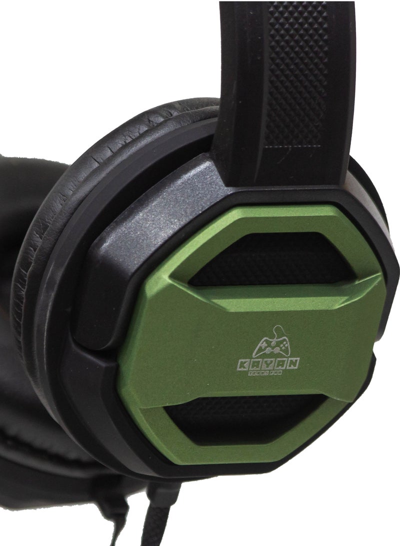 KAYAN KN-802 Extra Bass Stereo HiFi Headphones – Wired Over-Ear Headset with 3.5mm Jack, HD Sound, Comfort Headband, and Foldable Design – Black / Green - Image 5