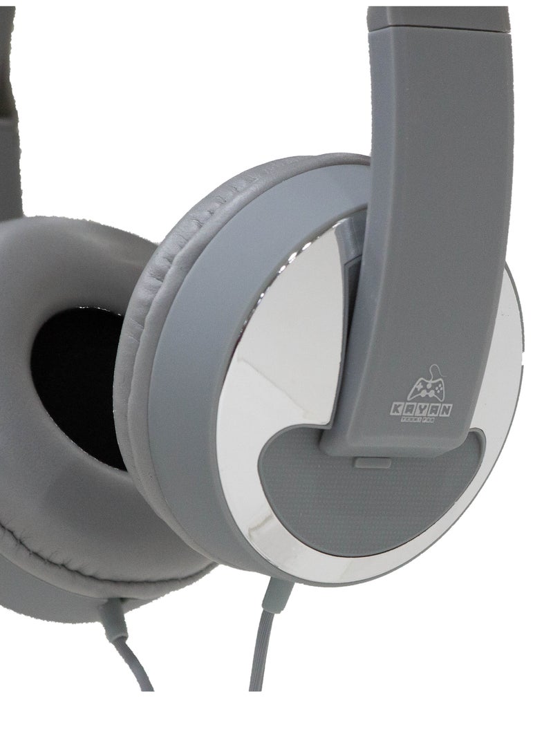 كايان KN-828 Stereo HiFi Headphones with 3.5mm Jack – Lightweight Wired Over-Ear Headset with Extra Bass, Comfort Fit, and Hi-Res Audio – Grey - Image 4