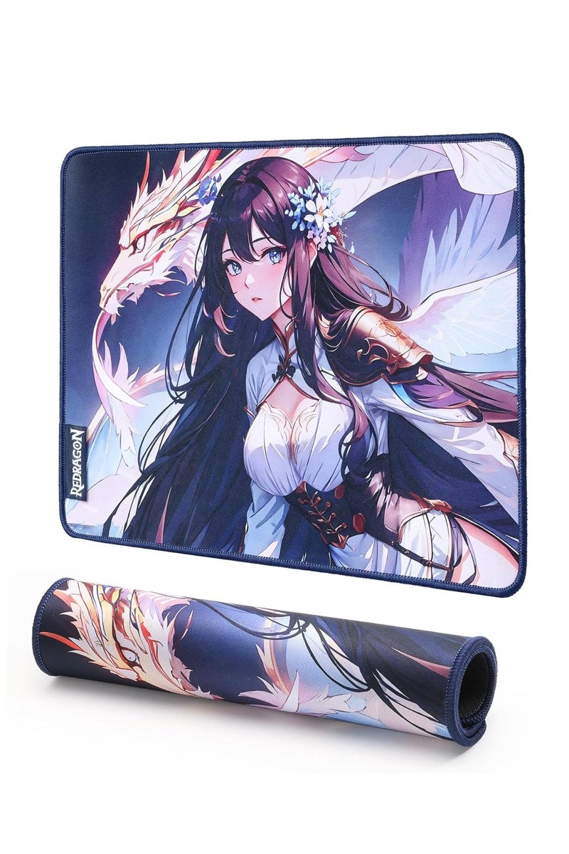 REDRAGON P046S Anime Gaming Mouse Pad - Smooth Lycra Surface, Anti-Slip Rubber Base, Spill-Resistant, Durable 5mm Thick Design, 13 x 10 inches, Dark Blue - Image 1