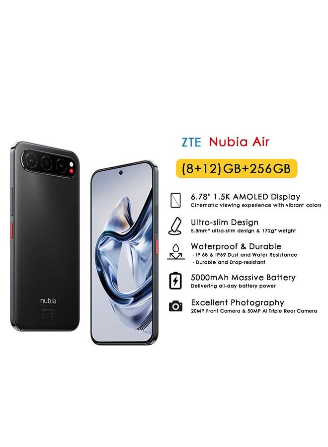 زد تي اي نوبيا إير ثنائي الشريحة أسود 8GB+12GB RAM 256GB 4G - النسخة الدولية - Image 1