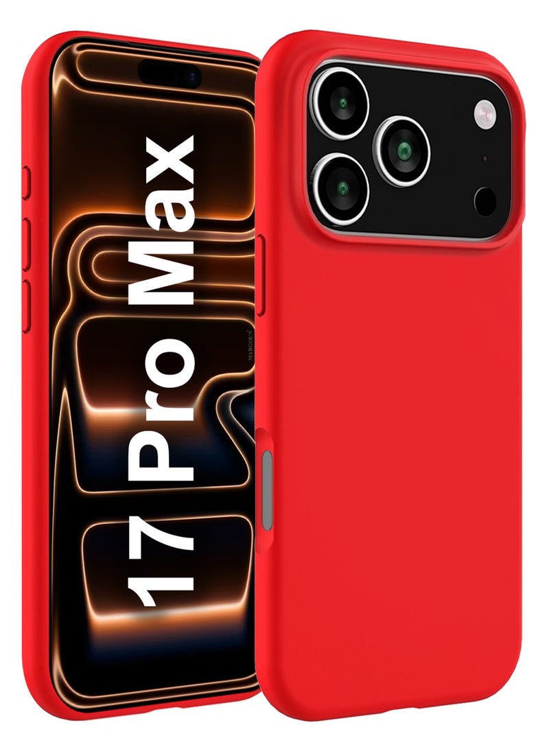 مارجون Liquid Silicone Protective Phone Case for iPhone 17 Pro Max, Soft Anti-Scratch Microfiber Lining Utra Slim Drop Protection Phone Cover - Red-1 - Image 1