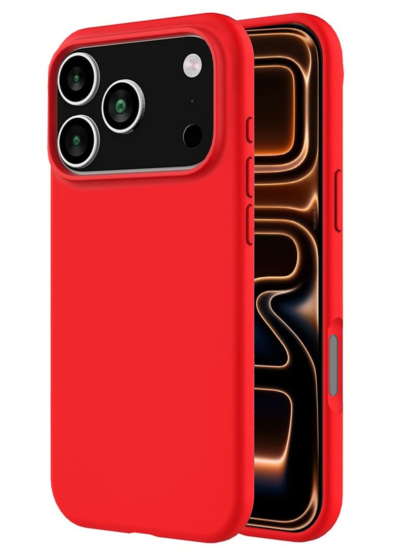 مارجون Liquid Silicone Protective Phone Case for iPhone 17 Pro Max, Soft Anti-Scratch Microfiber Lining Utra Slim Drop Protection Phone Cover - Red-1 - Image 5