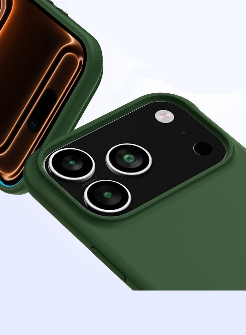 مارجون 3Packs Liquid Silicone Protective Phone Case for iPhone 17 Pro Max, Soft Anti-Scratch Microfiber Lining Utra Slim Drop Protection Phone Cover with Two 3D Screen Protectors - Green Green-3 - Image 2