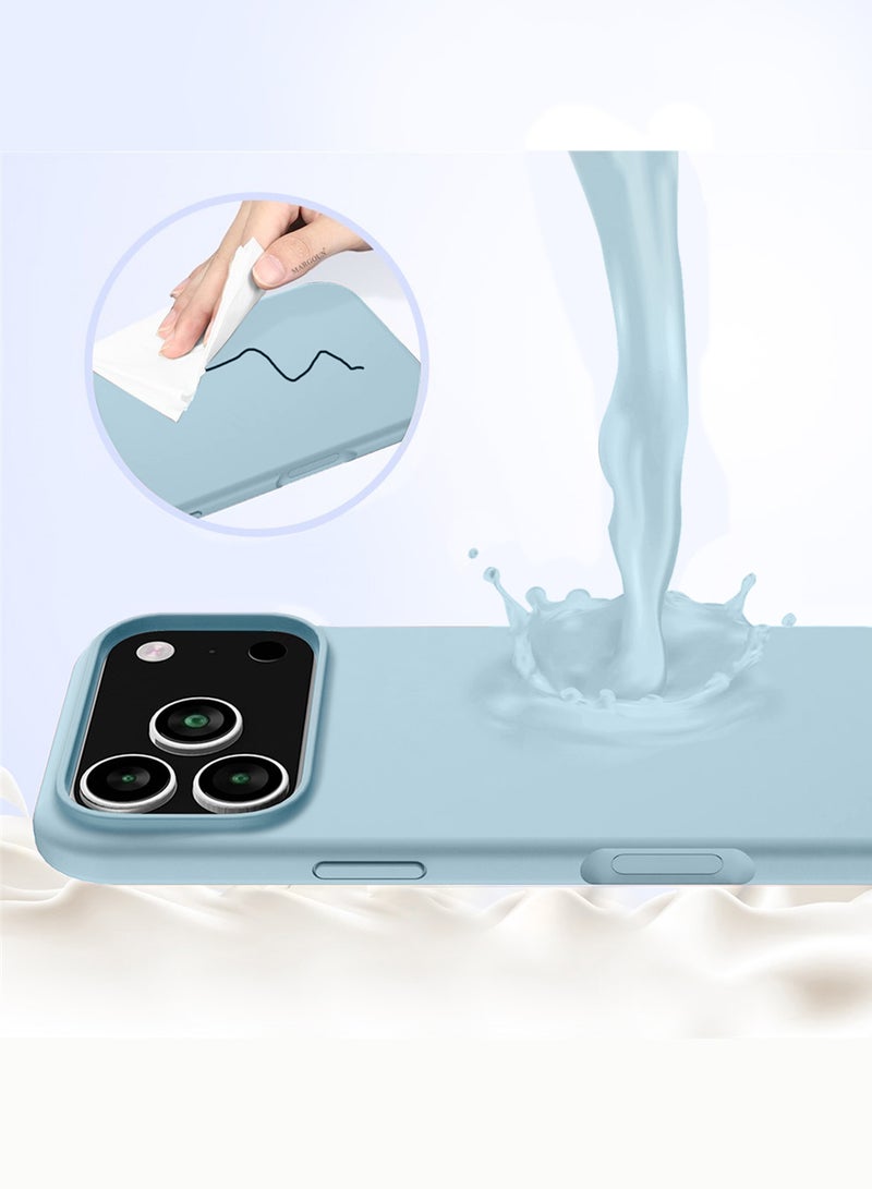 MARGOUN 2Packs Liquid Silicone Protective Phone Case for iPhone 17 Pro Max, Soft Anti-Scratch Microfiber Lining Utra Slim Drop Protection Phone Cover with 3D Screen Protector - Sky Blue-2 - Image 3