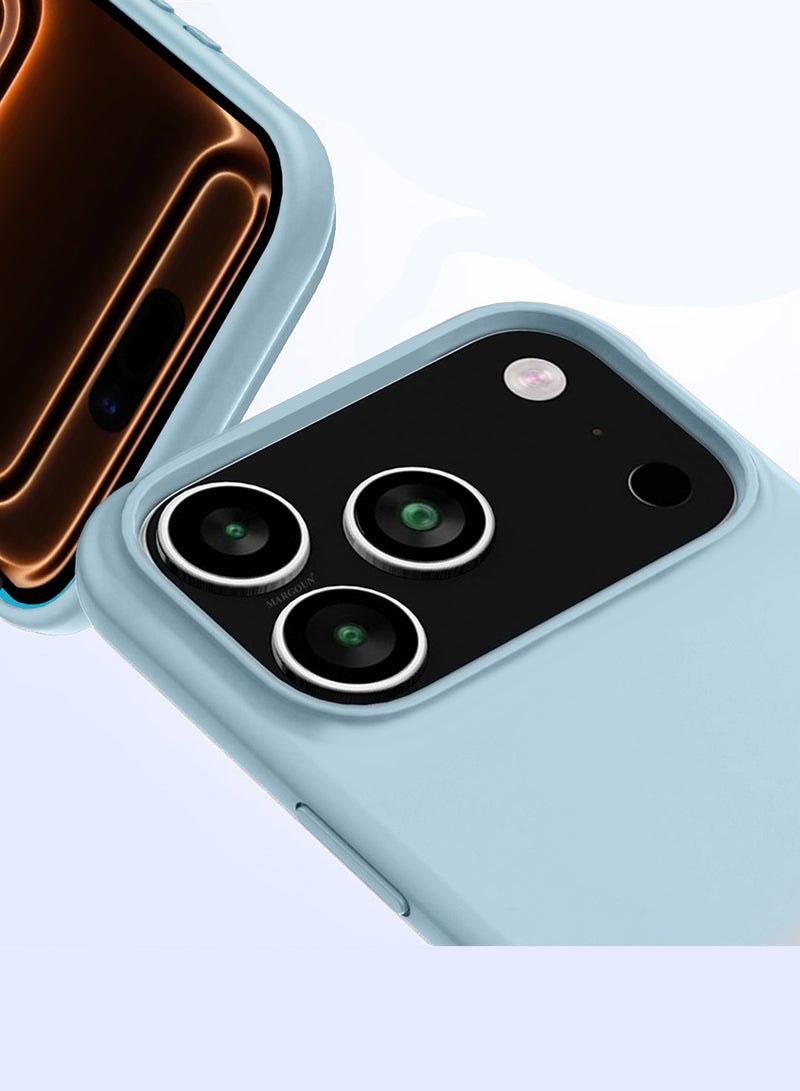 MARGOUN 2Packs Liquid Silicone Protective Phone Case for iPhone 17 Pro Max, Soft Anti-Scratch Microfiber Lining Utra Slim Drop Protection Phone Cover with 3D Screen Protector - Sky Blue-2 - Image 2