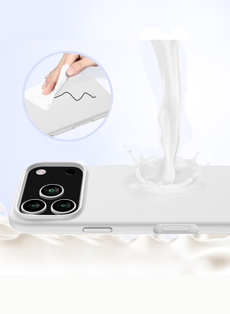 MARGOUN Liquid Silicone Protective Phone Case for iPhone 17 Pro Max, Soft Anti-Scratch Microfiber Lining Utra Slim Drop Protection Phone Cover - White-1 - Image 3