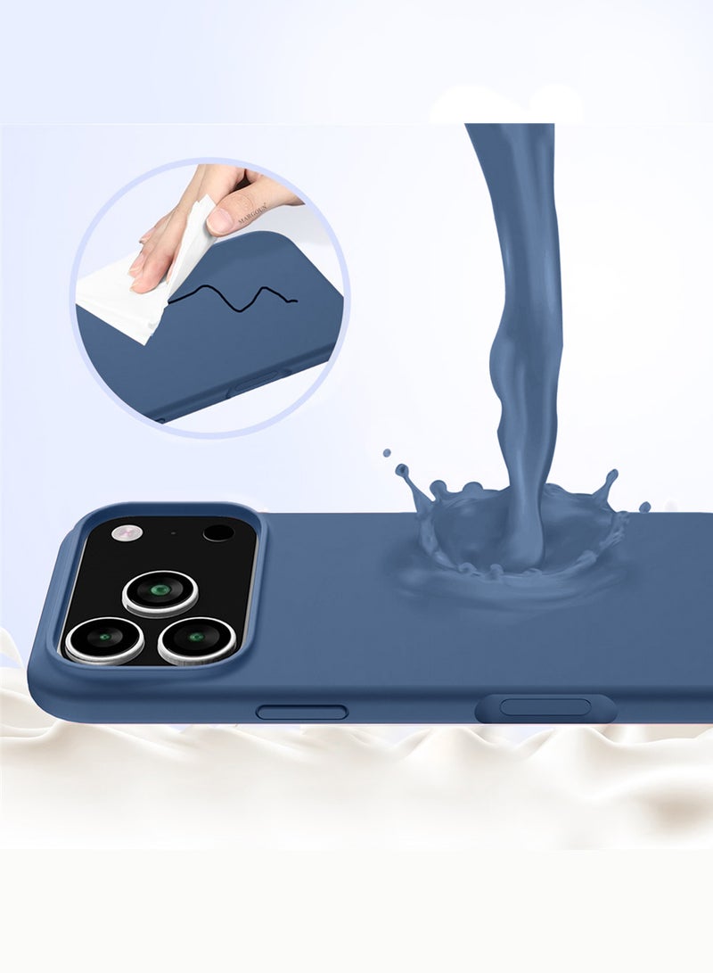 MARGOUN 3Packs Liquid Silicone Protective Phone Case for iPhone 17 Pro Max, Soft Anti-Scratch Microfiber Lining Utra Slim Drop Protection Phone Cover with Two 3D Screen Protectors - Blue-3 - Image 3