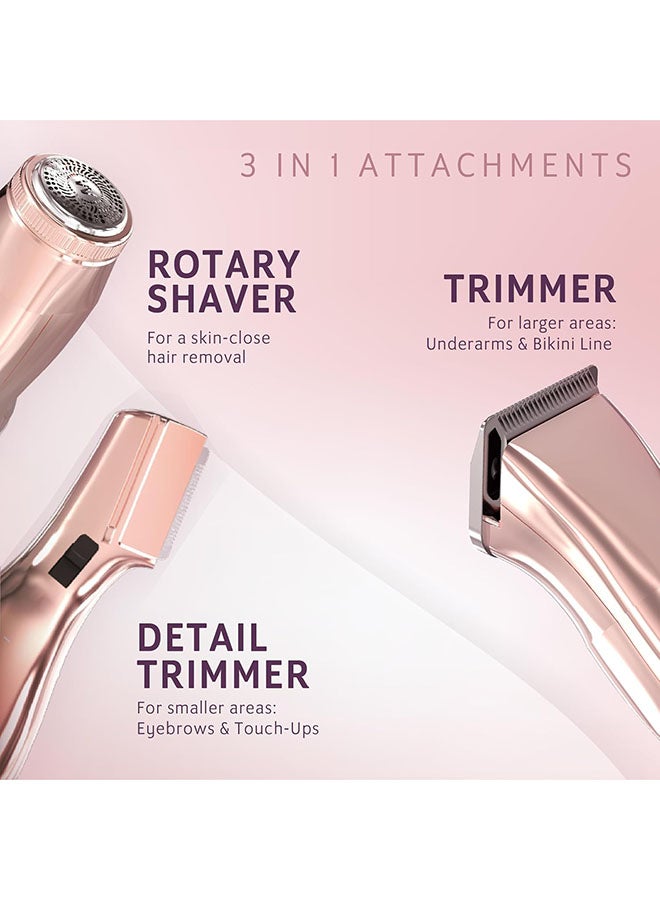 WAHL Pure Confidence Ladies Face And Body Hair Remover, Eyebrow Body Groomer, Eyebrow Shaper, Rechargeable Facial Hair Remover, Cordless Rechargeable Groomer, 5 Position Length Guide, 09865-4017 Peach - Image 4