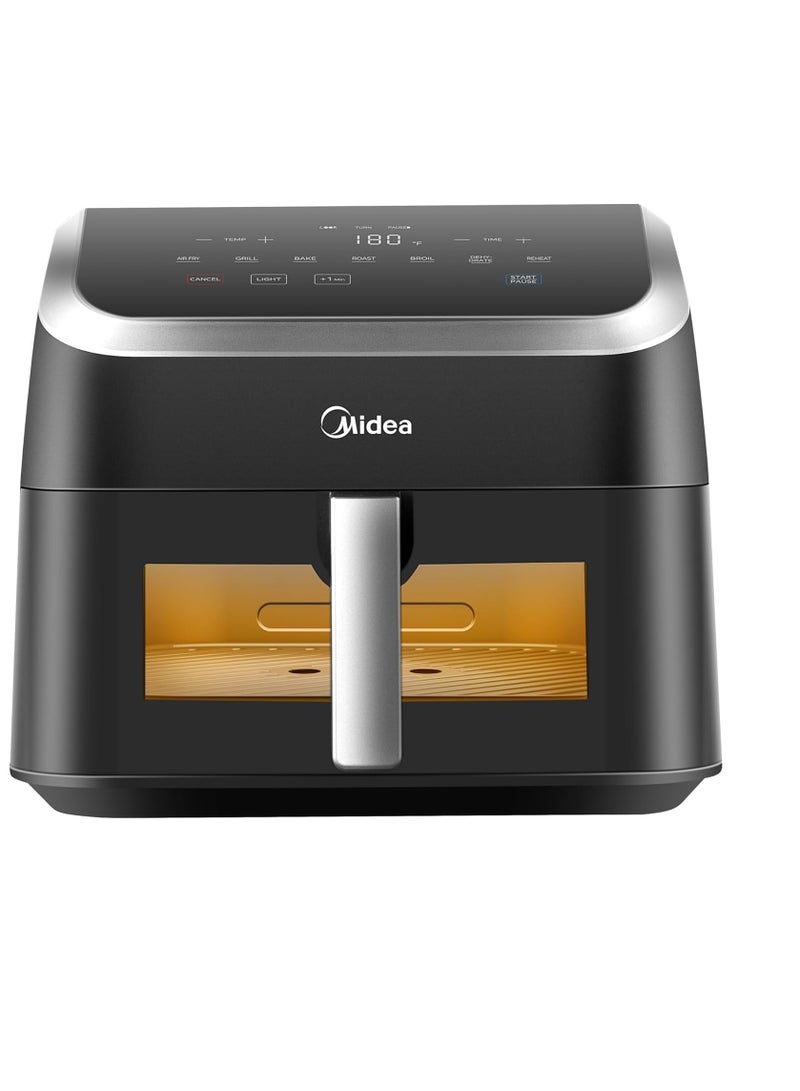 مديا Airfryer MF-CY85WK, Widemax +30%, One-Touch Presets,HeatXpress Technology57% increase in cooking efficiency, See-Thru, Metal Inner Shell, Fluorine-free Coating, safe and healthy, Bru Steel 9 L 2200 W MF-CY85WK Matte Black with Transparent Viewing Window - Image 1