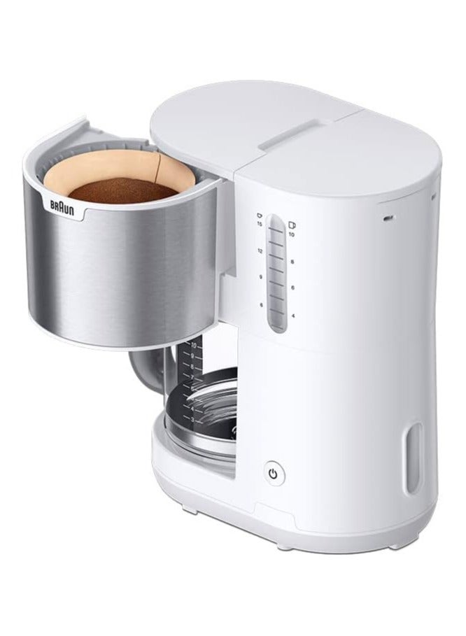 BRAUN Household PurShine KF1500 WH, Filter Coffee Machine with Glass Carafe for up to 10 Cups, OptiBrew System, Automatic Shutdown, 1000 Watts 10 cu.ft 1000 W KF1500 WH white - Image 2