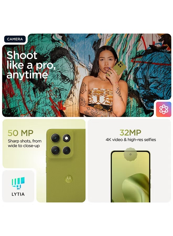 Motorola Moto G86 Power Dual SIM PANTONE Golden Cypress 8+16GB RAM 512GB 5G - Middle East Version With Free iTel Smart Watch O21 Blue - Image 4