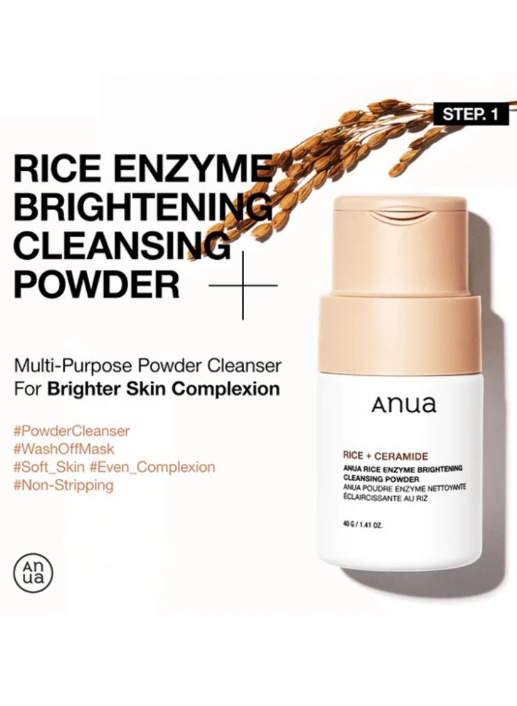 Anua Rice Brightening & Hydration Bundle – Rice Enzyme Brightening Cleansing Powder 40g, Rice 70 Glow Milky Toner 250ml & Rice Ceramide 7 Hydrating Barrier Serum 50ml 340ml - Image 3