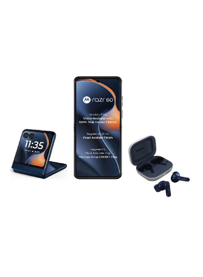 Motorola Razr 60 Dual SIM PANTONE Gibraltar Sea (Blue) 8GB RAM 256GB 5G With Free Gift Moto Buds ( Gift Color May Vary ) - Image 1