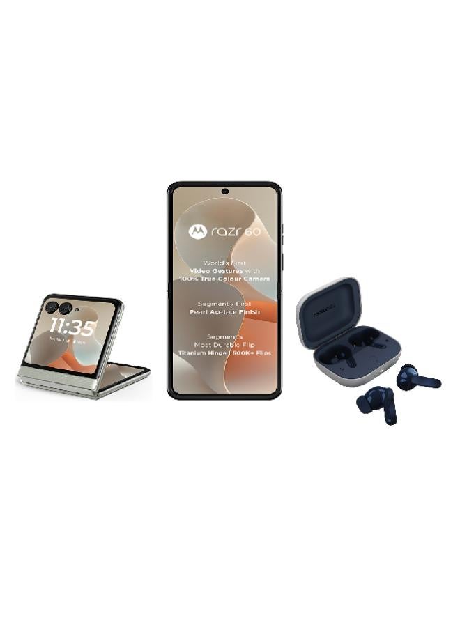 Razr 60 Dual SIM PANTONE Lightest Sky (White) 8GB RAM 256GB 5G With Free Gift Moto Buds ( Gift Color May Vary )
