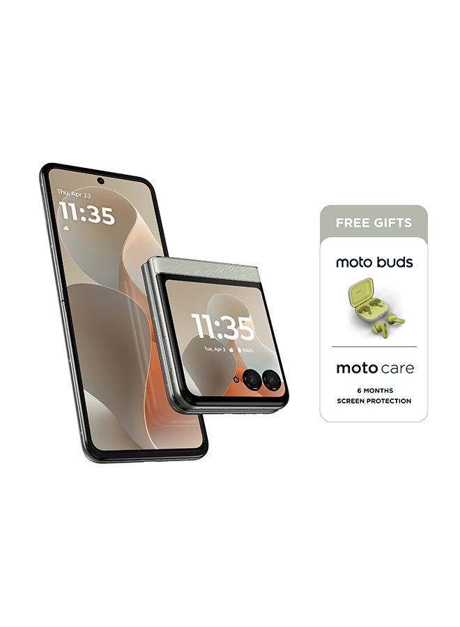 Motorola Razr 60 Dual SIM PANTONE Lightest Sky (White) 8GB RAM 256GB 5G With Free Gift Moto Buds ( Gift Color May Vary ) - Image 2