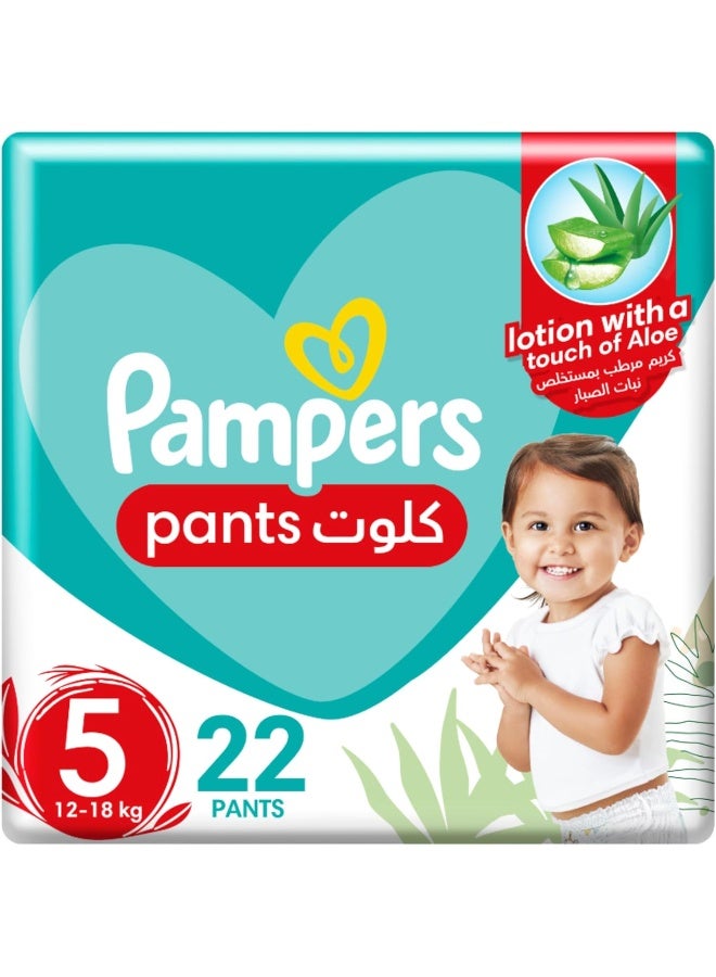 Pampers Baby-Dry Pants Diapers with Aloe Vera Lotion, 360 Fit & up to 100% Leakproof, Size 5 (12-18kg) Carry Pack - Image 1