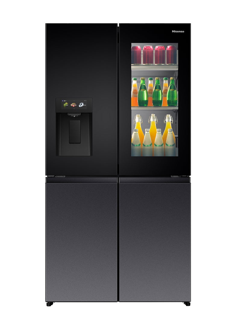 Hisense -780L / 615L  Gross & Net Capacity , Premium Flat Door French Refrigerator Pure View Door Series 6.86 TFT Screen with Intelligent Hub Function, Advanced UV Ice & Water Treatment Technology, Anti Bacterial Guard, Connectife, Fresh Choice-RQ9P780TTS1-Black 240 W RQ9P780TTS1 black - Image 1