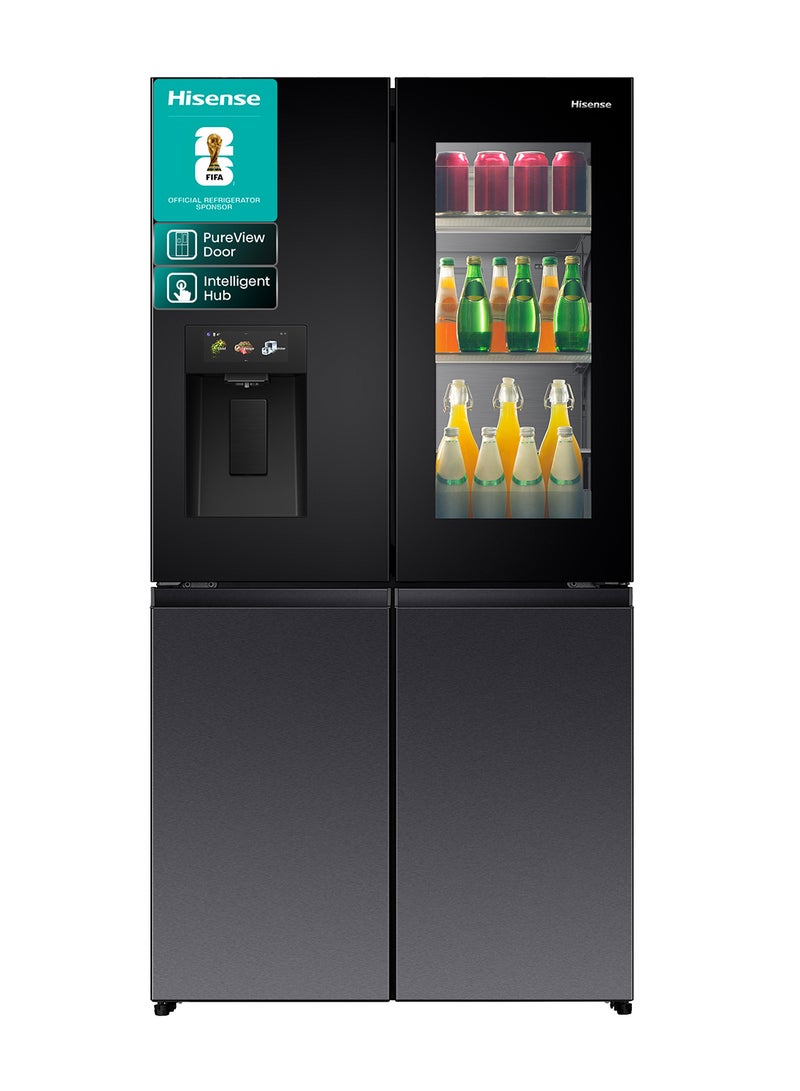 Hisense -780L / 615L  Gross & Net Capacity , Premium Flat Door French Refrigerator Pure View Door Series 6.86 TFT Screen with Intelligent Hub Function, Advanced UV Ice & Water Treatment Technology, Anti Bacterial Guard, Connectife, Fresh Choice-RQ9P780TTS1-Black 240 W RQ9P780TTS1 black - Image 2