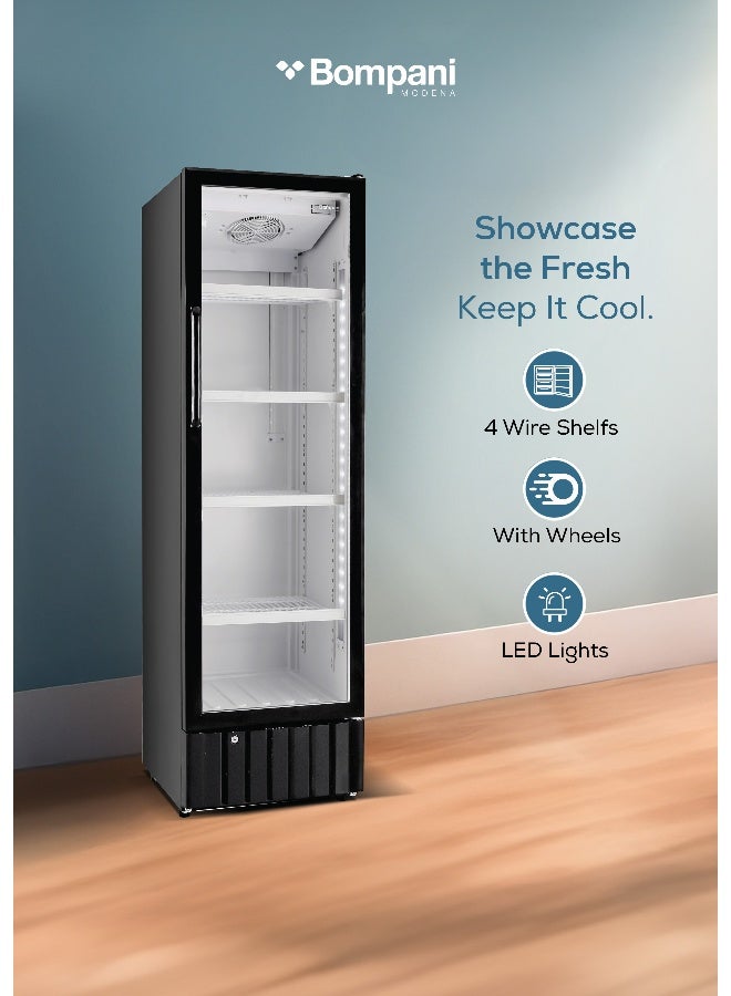 Bompani 475L Gross / 258L Net Single Door Showcase Chiller, No Frost Cooling, Mechanical Temperature Control, Lock & Key, 4 Adjustable Shelves, R600a Refrigerant, Wheels, Black Finish – BSF475 (1 Year Warranty) 280 L 180 W BSF475 black - Image 5