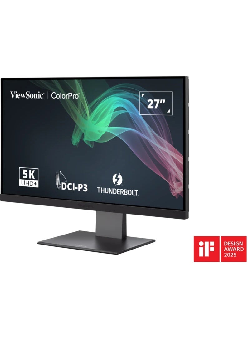 ViewSonic 27 Inch Thunderbolt Flat IPS 5120 x 2880 - 5K 2000:1 16:9 5ms (GTG) Max 60 Hz 500 cd/㎡ . Thunderbolt™ 4 Up Stream MONITOR WITH 99% DCI-P3 AND DUAL 5K DAISY HAIN SUPPORT Hydraulic Type C black - Image 1