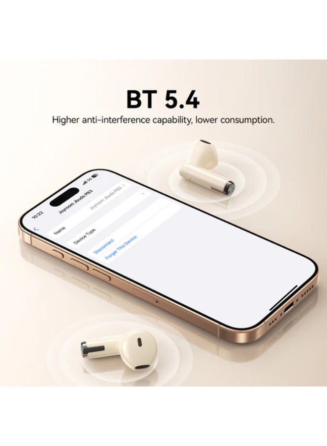 JOYROOM JR-PB3 True Wireless Bluetooth Earphones Dual Mic ENC technology crystal clear calling with 2 modes Music and Gaming BT:5.4 Playtime 5-6hours IPX5 Beige - Image 1