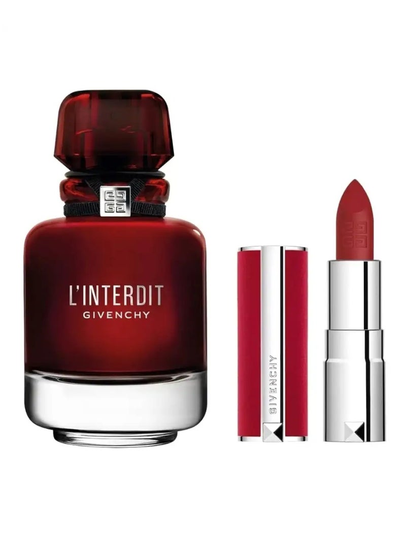 Givenchy L'Interdit Rouge Eau de Parfum Set (50ml Perfume + Lipstick) 50ml - Image 2